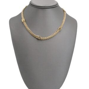 Classic Rope Chain Necklace with Gold Stations 14k-Size 18-15.7gr