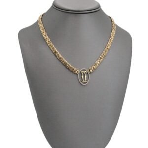 Rope Chain with Oval Medallion Necklace 14k-Size 18-20.4gr