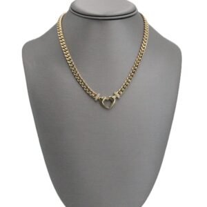 Cuban Chain with Heart Pendant 14k-Size 18 -18.5gr