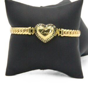 Love Heart Cuban Bracelet -Size 8-11.8gr