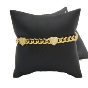 Cuban Link Heart Charm Bracelet 10k Size 7-10gr