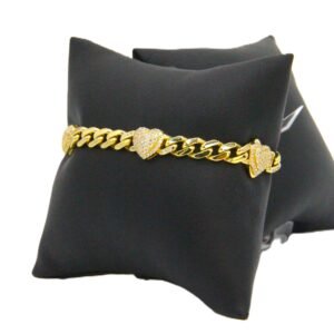 Cuban Link Heart Charm Bracelet 10k Size 7-10gr