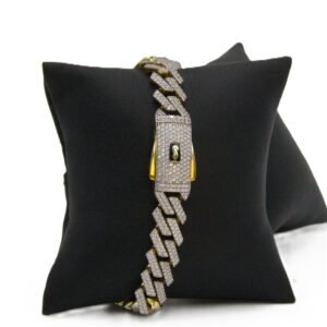 Monaco Bracelet Edge Pavé Lock 10k Size 8.5-22.2gr