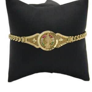 Cuban Link Virgin of Guadalupe Bracelet 10k Size 8-19.6gr
