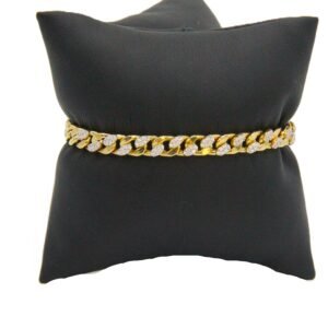 Cuban Link Bracelet with stones 14k Size 7-7gr