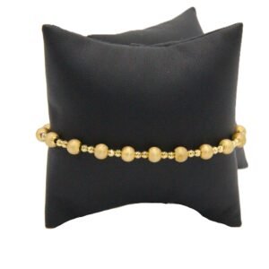 Satin Bead Station Bracelet 14k Size 8-4.6gr