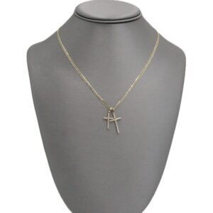 Hammered Chain with Double Crucifix Pendant 10k-Size 18-3.9gr