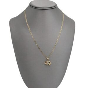 Hammered Chain with Elephant Pendant 10k-Size 20-3.8gr